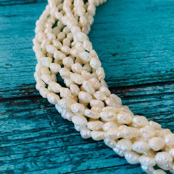 Estate Ten 10 Strand Baroque Pearl 14k Gold Choker Necklace Torsade - Picture 7 of 10